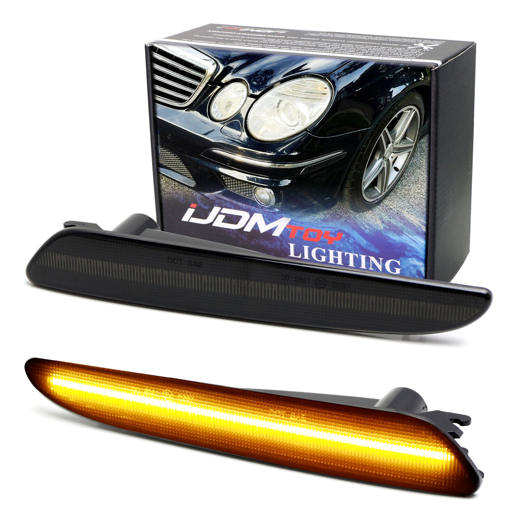 Smoke Lens Amber Full LED Side Marker Lamps For 2007-09 Mercedes W211 E-Class 4d