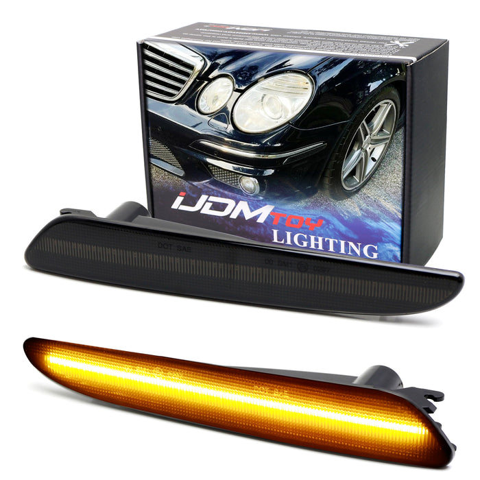 Smoke Lens Amber Full LED Side Marker Lamps For 2007-09 Mercedes W211 E-Class 4d