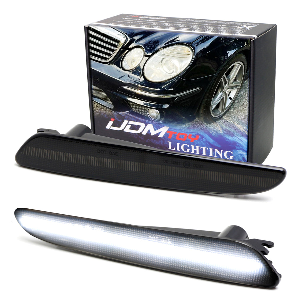 Smoke Lens White Full LED Side Marker Lamps For 2007-09 Mercedes W211 E-Class 4d