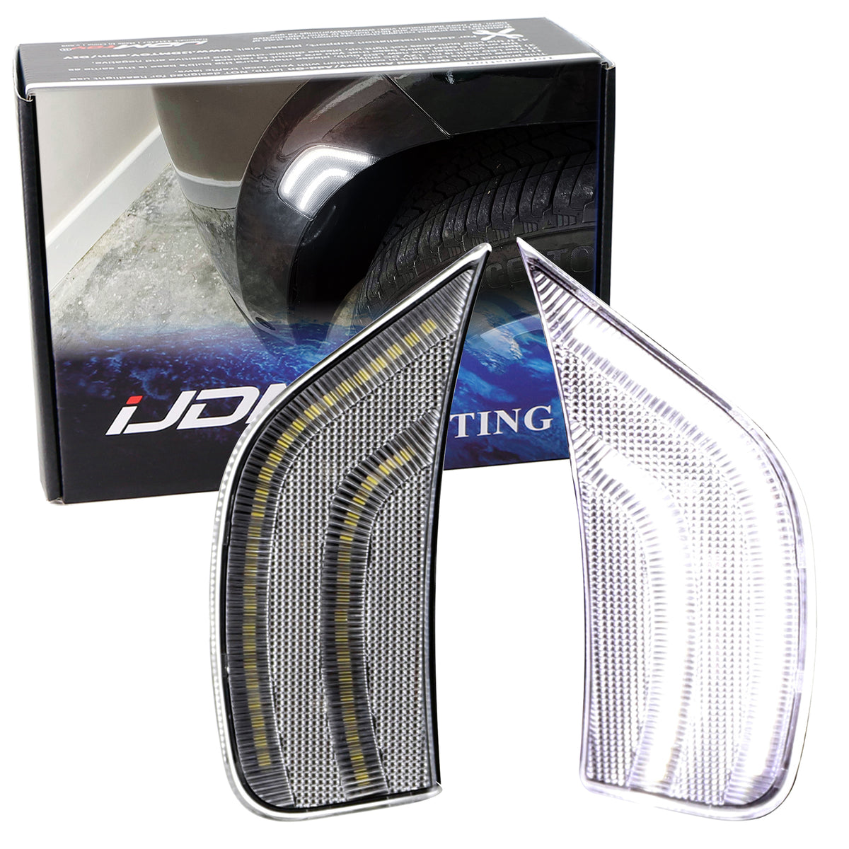 Clear Lens White Dual Strips LED Side Markers For 21-24 Suburban