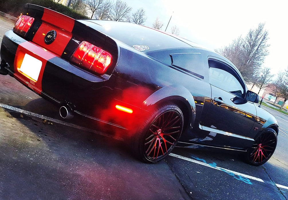 Dark Red Lens Full Strip LED Rear Side Marker Lamps For 2005-2009 Ford Mustang