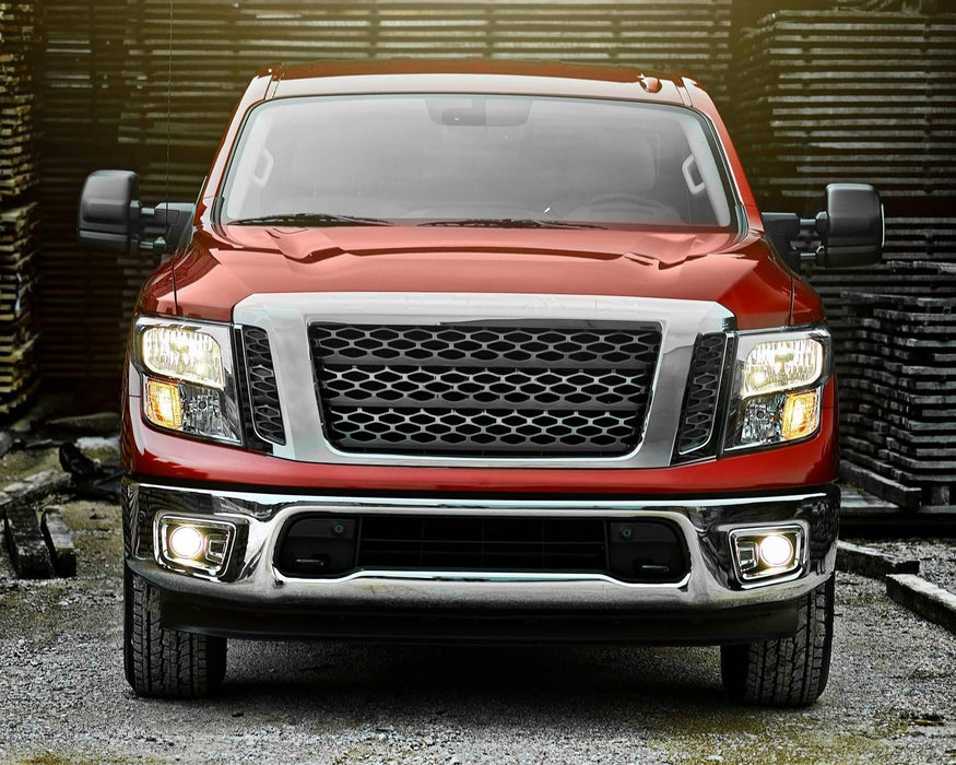 Driver/Passenger Side Chrome Trim OE-Spec Fog Lamp Bezels For Nissan 17-19 Titan