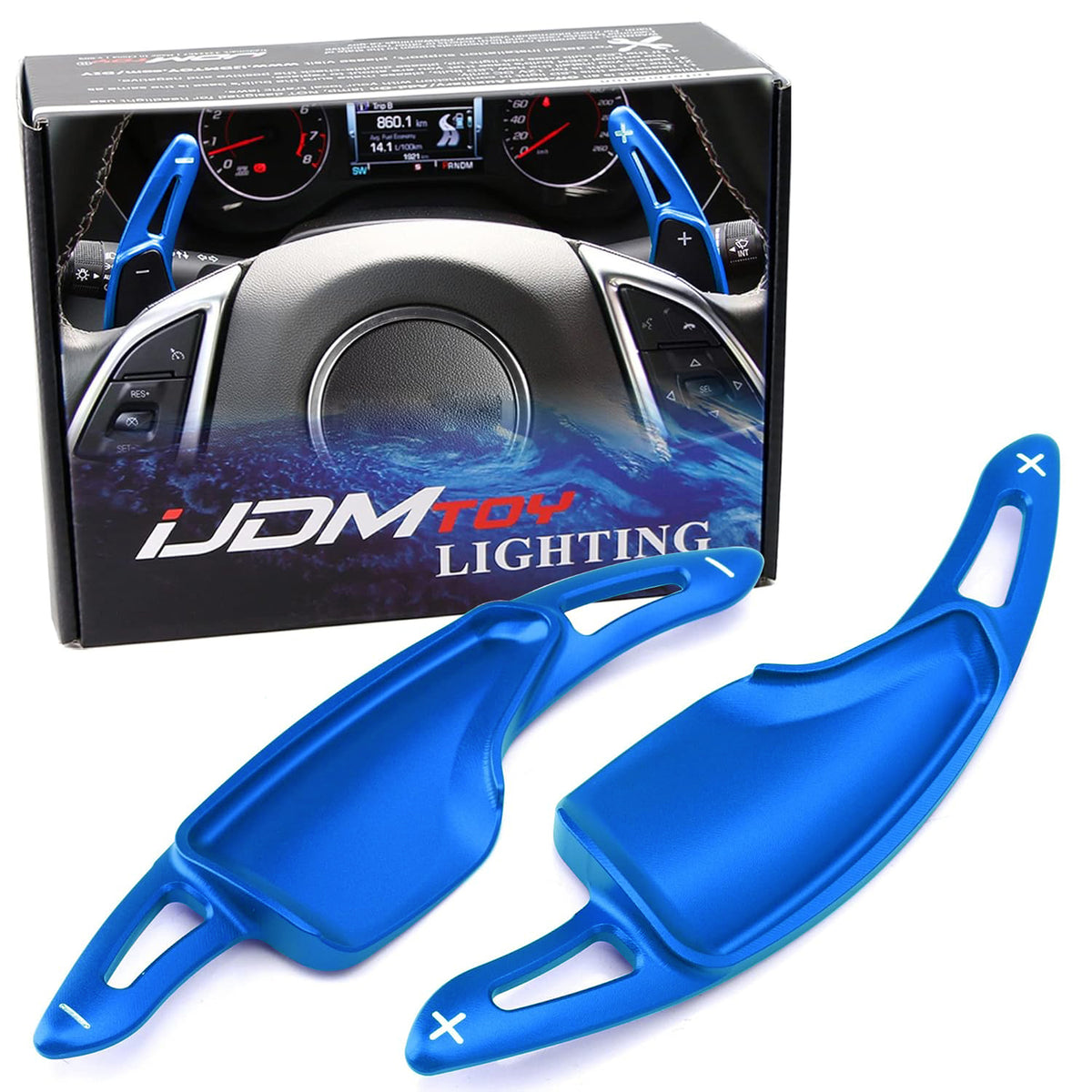 Blue Steering Wheel Paddle Shifter Extensions For Chevy 14-19