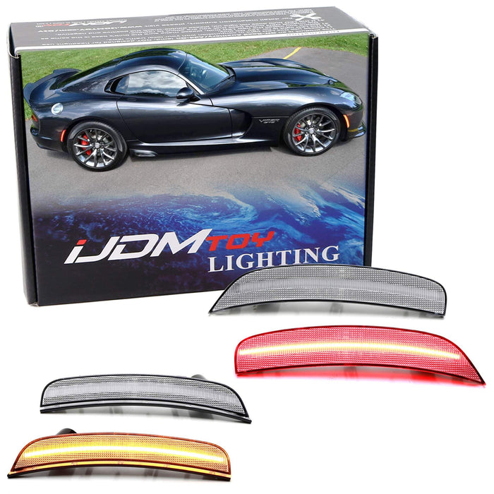 4pc Set Clear Lens Amber/Red Full LED Strip Side Markers For Dodge Gen3 Viper