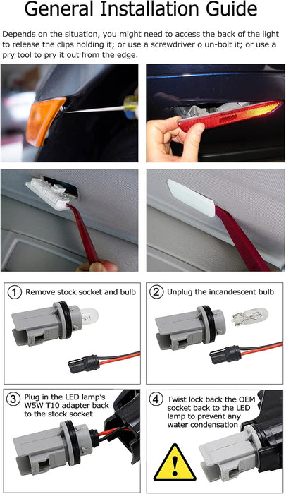 Dark Red Lens Full Strip LED Rear Side Marker Lamps For 2005-2009 Ford Mustang