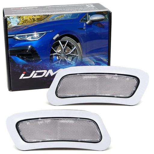 Clear Front Bumper Side Marker Reflectors For VW 22+ MK8 Golf/GTI, Replace Amber