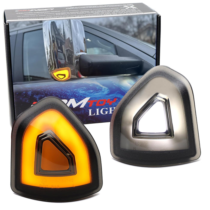 Smoke Lens 4-Pin White/Amber Switchback LED Side Mirror Corner Lamps For 19+ RAM