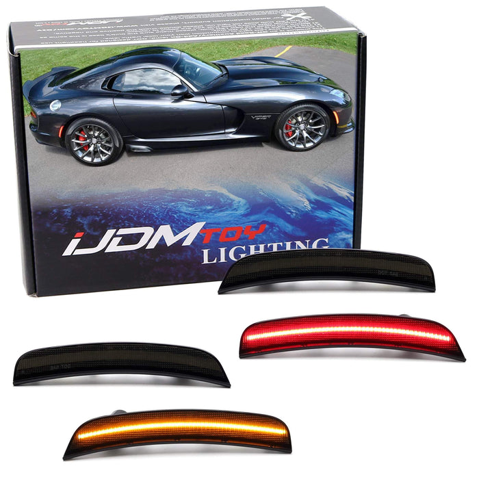 4pc Set Smoked Lens Amber/Red Full LED Strip Side Markers For Dodge Gen3 Viper