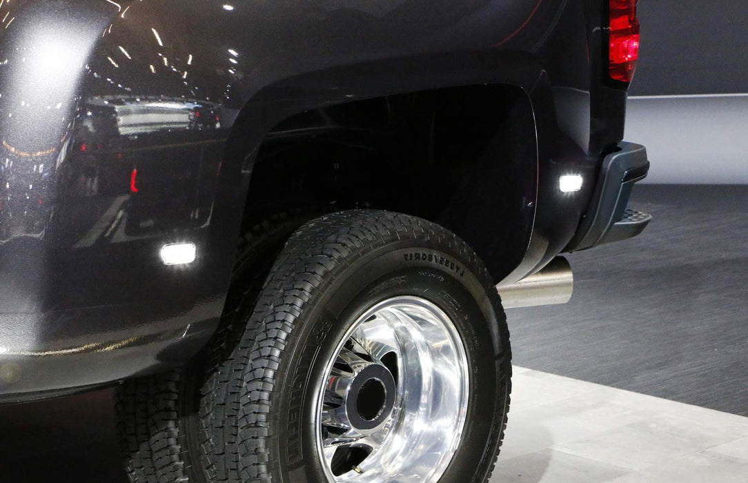 Smoke Lens All White LED Rear Fender Marker Lights For 15+ Chevy GMC 2500/3500HD
