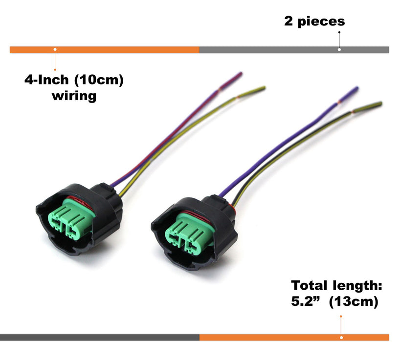 OE H11 H8 Female Adapters Wiring Harness Sockets w/ 4" Wire For Headlight Fog