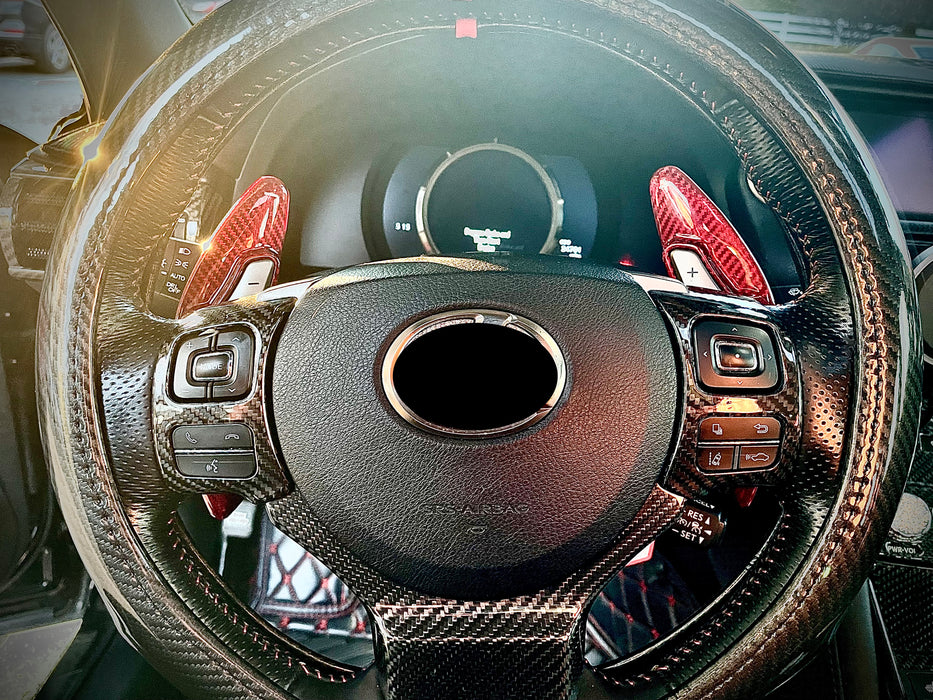 Red Carbon Steering Wheel Larger Paddle Shifter Extension For Lexus IS —  iJDMTOY.com