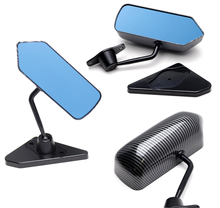 Universal F1 Style Side Mirrors w/Blue Glass For Acura Honda Mazda Subaru Toyota