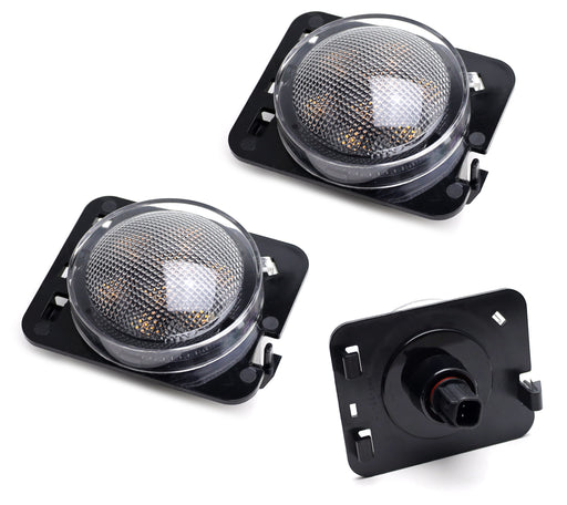 Clear Lens Amber LED Side Marker Lights/Fender Flare Lamps For Jeep Wrangler JK