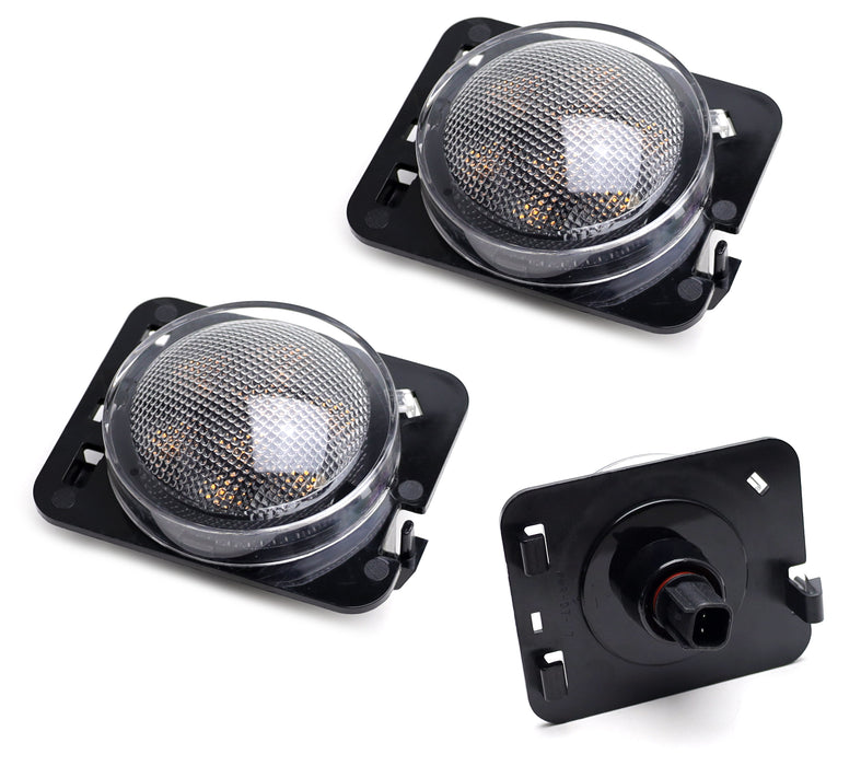 Clear Lens Amber LED Side Marker Lights/Fender Flare Lamps For Jeep Wrangler JK