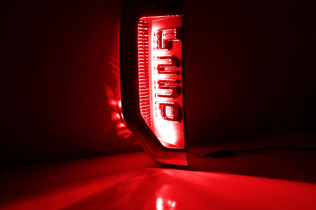 Red LED Background Illumination Kit 17-22 F250 F350 F450 Side Fender Emblem