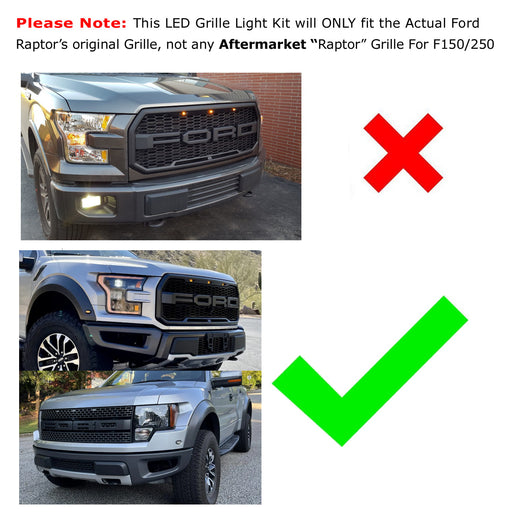 3pcs Smoked 12-SMD Amber Yellow LED Front Grille Running Lights For Ford Raptor