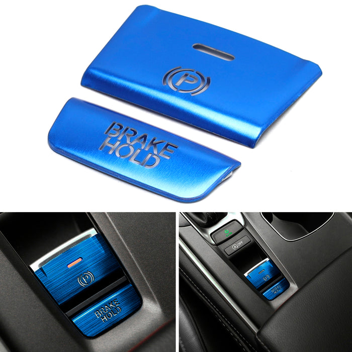Blue Aluminum Hand Brake Release Button Decoration Cover For 18-22 Honda Accord
