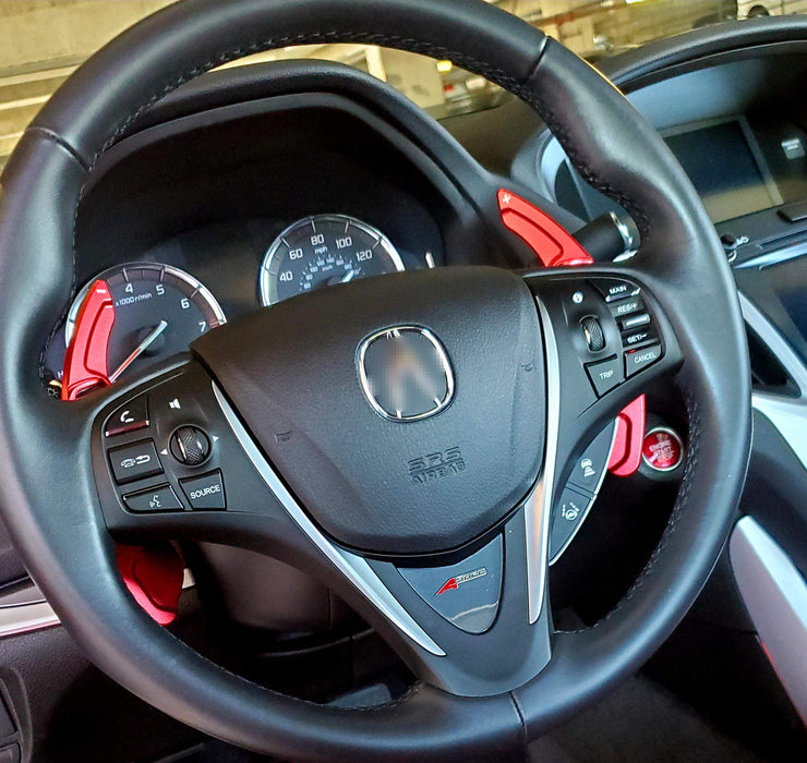 A-Spec Red Steering Wheel Paddle Shifter Extension For Acura TLX ILX TSX MDX RDX