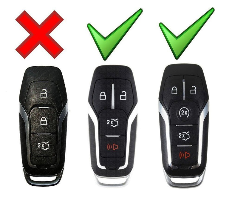 Black, Blue, Chrome or Red Finish TPU Key Fob Protective Cover Case For Ford or Lincoln 4/5-Button Keyless Intelligent Access Key