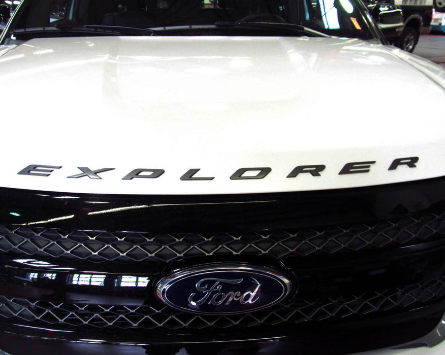 Matte Black Finish 3D Raised Font Hood Letter Pieces For 2011-up Ford Explorer