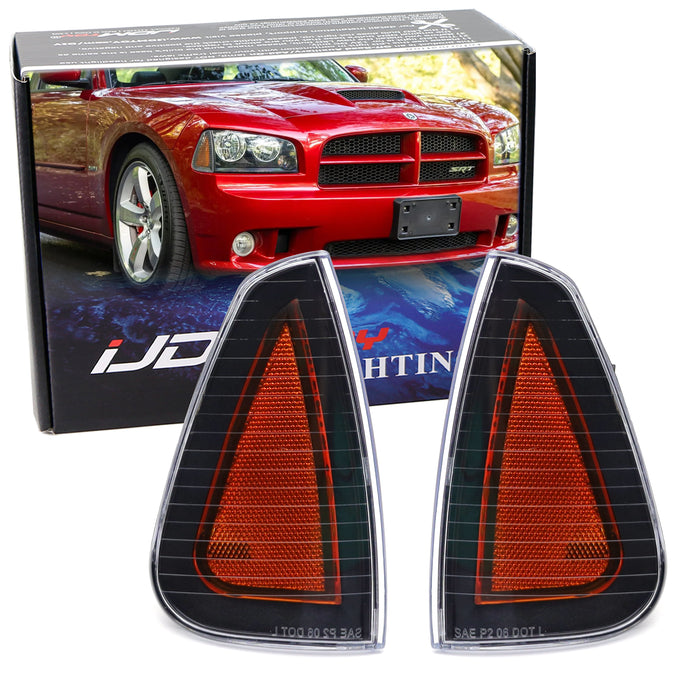 Semi Smoke Amber Lens Headlight Corner Side Marker Lamps For 06-10 Dodge Charger