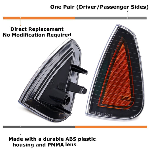 Semi Smoke Amber Lens Headlight Corner Side Marker Lamps For 06-10 Dodge Charger