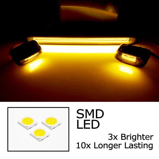 Black-Out Amber Full Strip LED Cab Roof Light Kit For 07-14 Silverado Sierra HD
