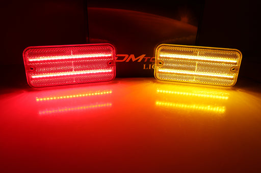 Amber/Red Lens Dual-Strip LED Front/Rear Side Markers For 1985-95 GMC/Chevy Van