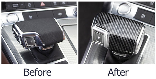 Black Carbon Fiber Pattern Shift Knob Cover Shell For 19-up Audi A6 S6 A7 S7 Q8