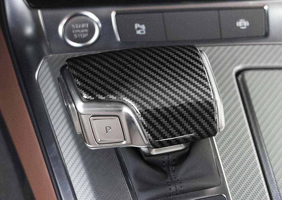 Black Carbon Fiber Pattern Shift Knob Cover Shell For 19-up Audi A6 S6 A7 S7 Q8