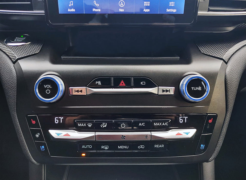 Blue Center Dash Stereo Radio Vol Tune Switch Knob Cover For Ford 20-24 Explorer