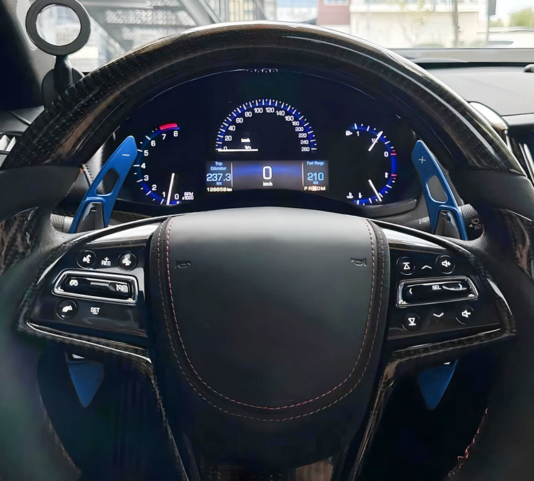 Sports Blue Aluminum Larger Steering Wheel Paddle Shift For Cadillac ATS CT6 XT5