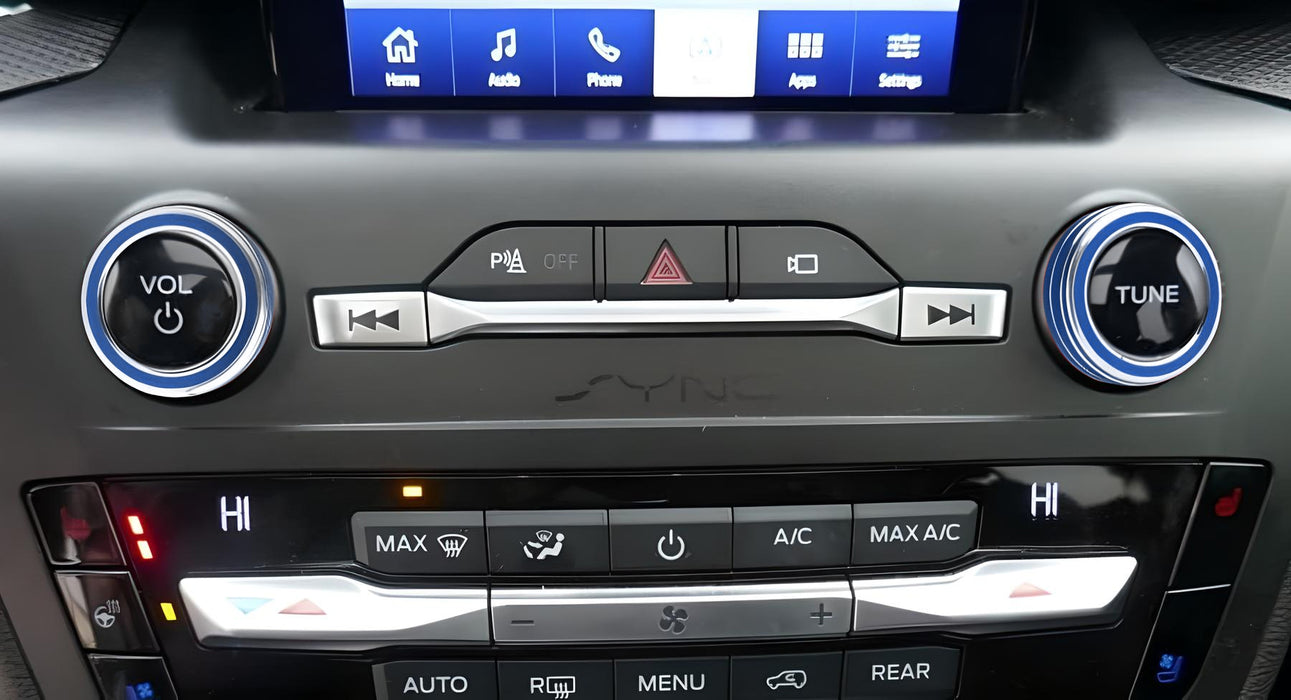 Blue Center Dash Stereo Radio Vol Tune Switch Knob Cover For Ford 20-24 Explorer