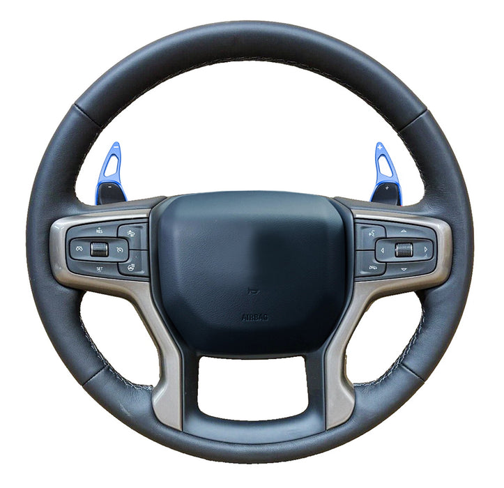 Sports Blue Large Paddle Shifter Extensions For 22-25 Chevy Silverado GMC Sierra
