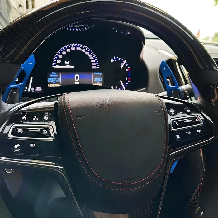 Sports Blue Aluminum Larger Steering Wheel Paddle Shift For Cadillac ATS CT6 XT5
