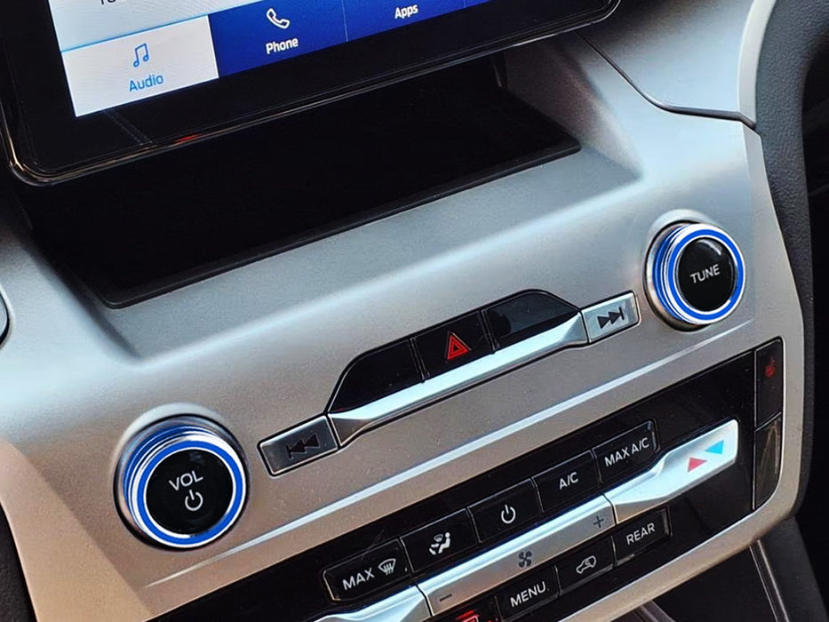 Blue Center Dash Stereo Radio Vol Tune Switch Knob Cover For Ford 20-24 Explorer