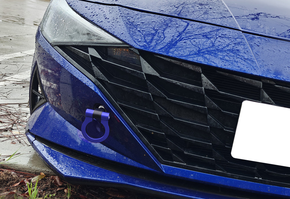 KDM Blue Track Racing Style Front Tow Hook Ring Kit For Hyundai 2021-up Elantra