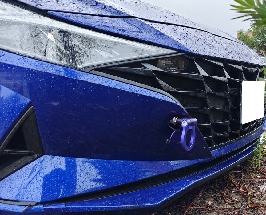 KDM Blue Track Racing Style Front Tow Hook Ring Kit For Hyundai 2021-up Elantra