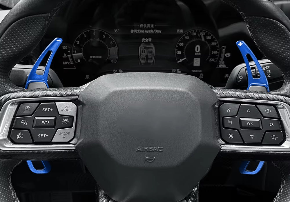 Blue Aluminum Larger Performance Paddle Shifter Extensions For 24+ Ford Mustang