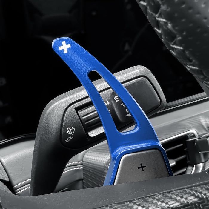 Blue Aluminum Larger Performance Paddle Shifter Extensions For 24+ Ford Mustang