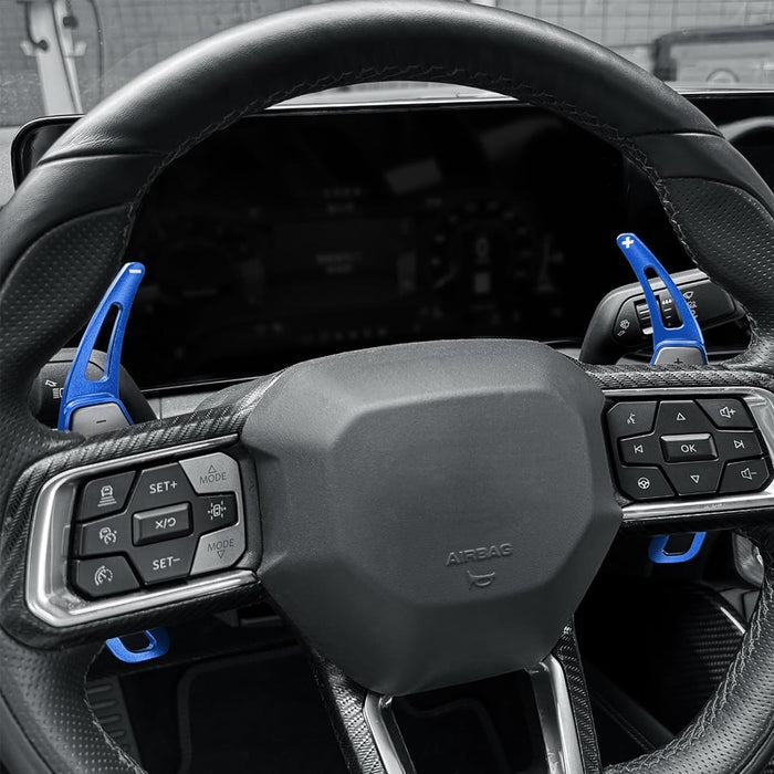 Blue Aluminum Larger Performance Paddle Shifter Extensions For 24+ Ford Mustang