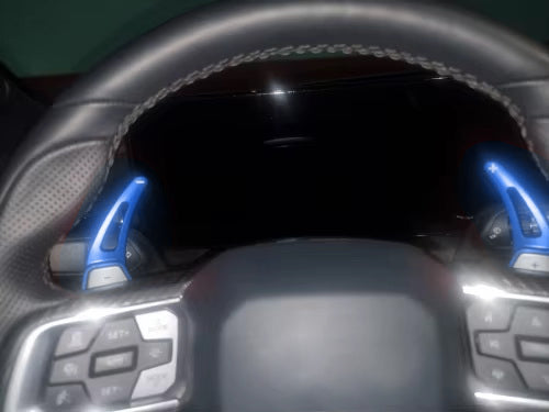 Blue Aluminum Larger Performance Paddle Shifter Extensions For 24+ Ford Mustang