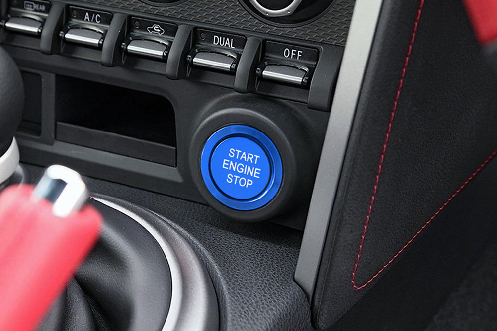 Sports Blue Engine Push Start Cover w/Ring Trim For 2022+ Subaru BRZ Toyota GR86