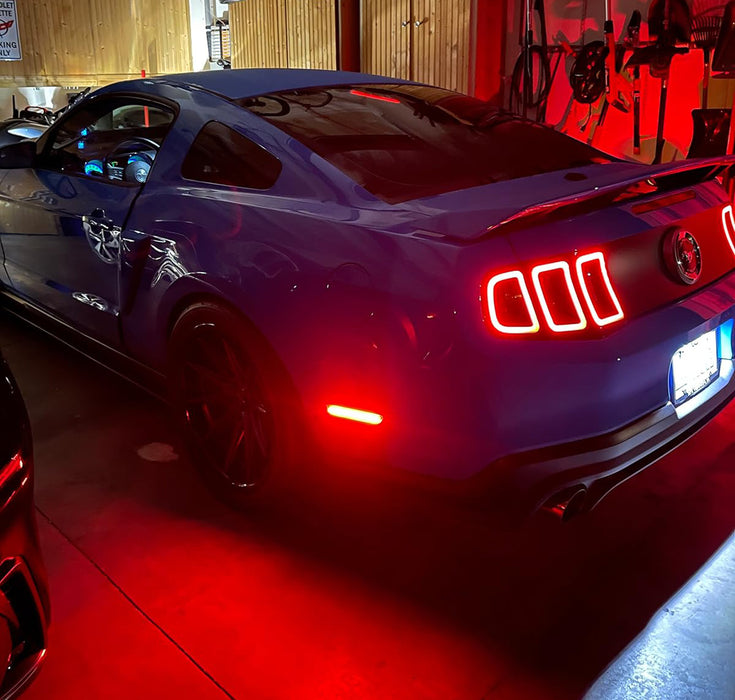 Red Lens LED Rear Side Marker Lamps w/ Red LED Lighting For 2010-14 Ford Mustang