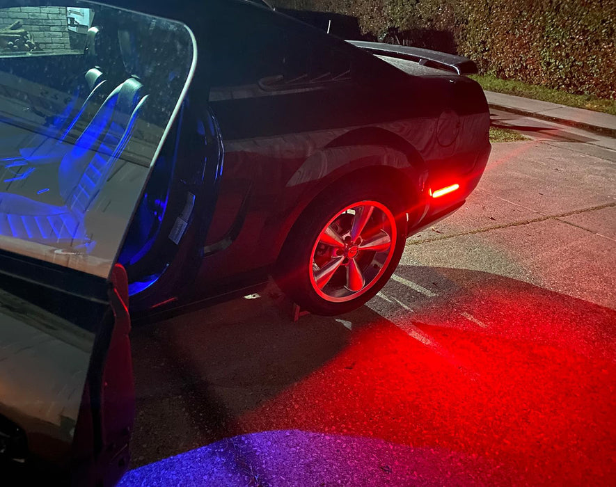 Red Lens LED Rear Side Marker Lamps w/ Red LED Lighting For 2010-14 Ford Mustang