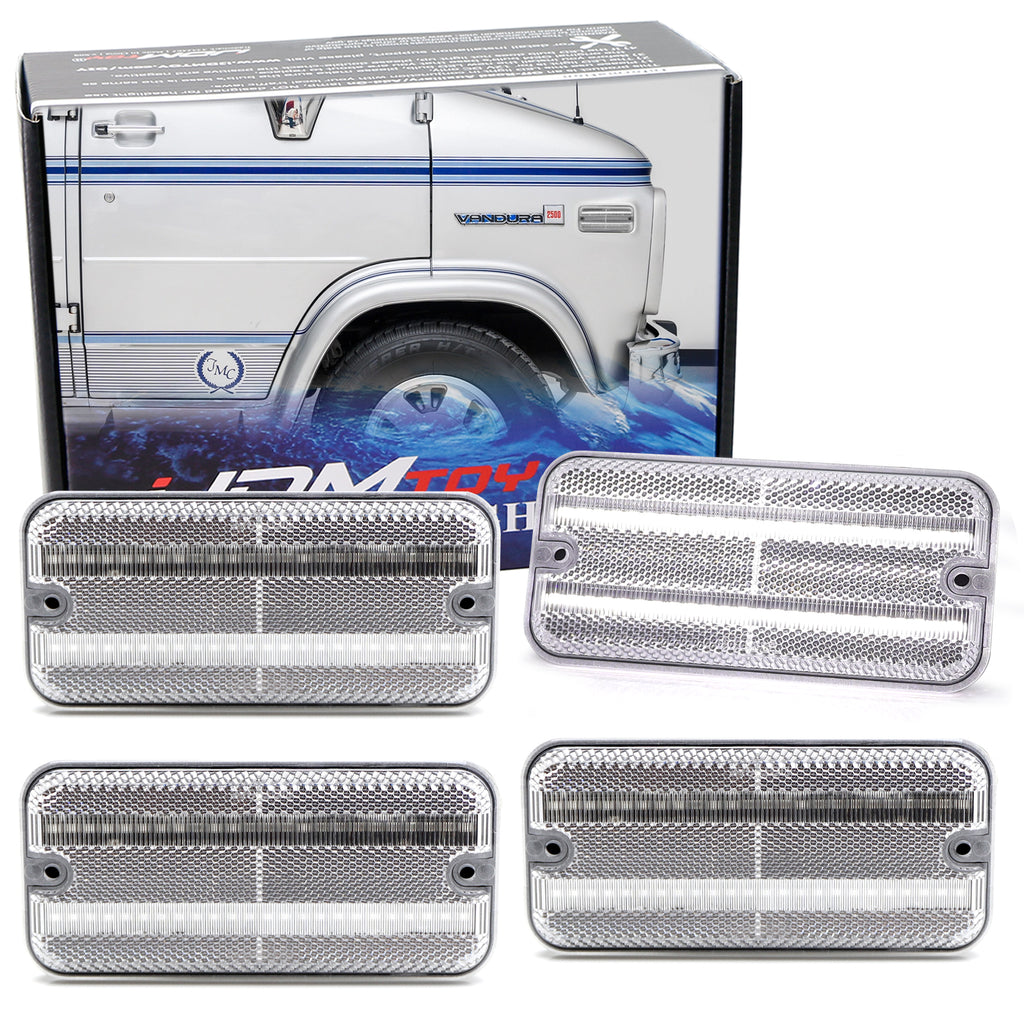 Clear Lens 4pc White Full LED Front/Rear Side Markers For 1985-95