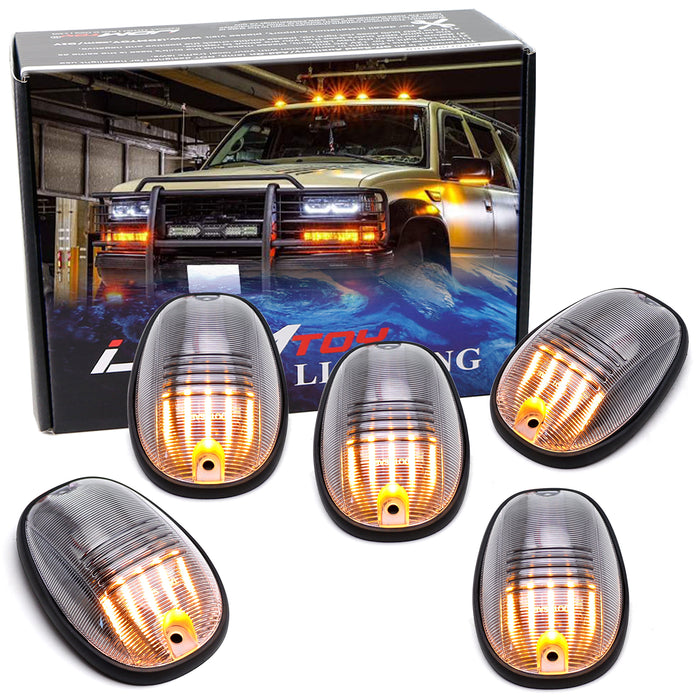 Clear Lens Amber Full LED Cab Roof Lamps For Chevy/GMC C/K Series 1500 2500 3500