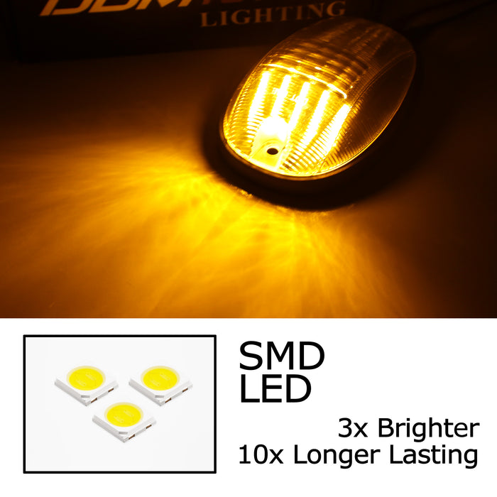 Clear Lens Amber Full LED Cab Roof Lamps For Chevy/GMC C/K Series 1500 2500 3500