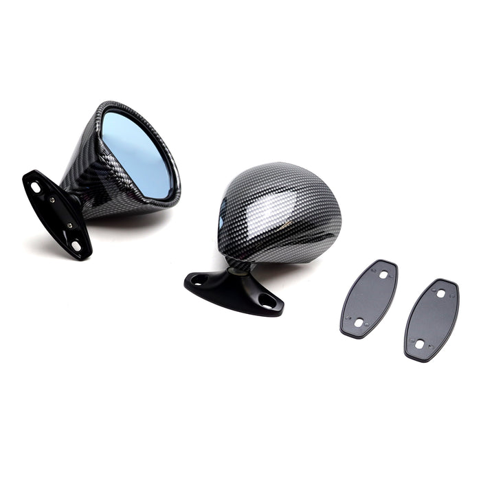Carbon Fiber Retro Style Door Wing Rear View Mirrors For Mazda Miata & Universal