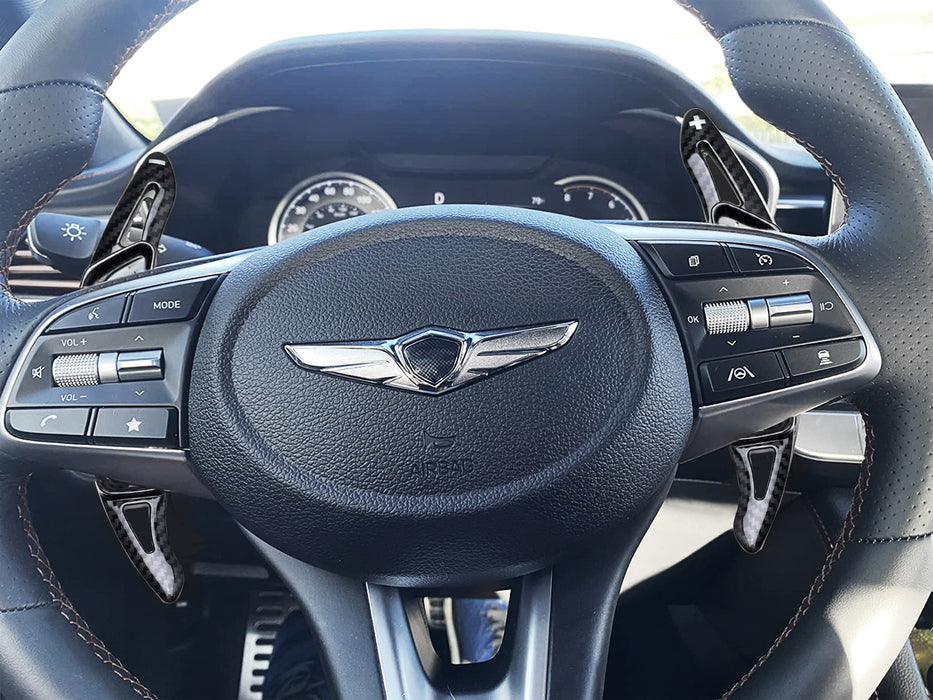 Twill-Weave "Carbon" Steering Wheel Paddle Shift For Genesis G70 Sonata Elantra